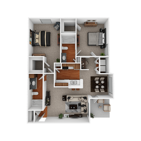 a 3d floor plan of a 1 bedroom apartment